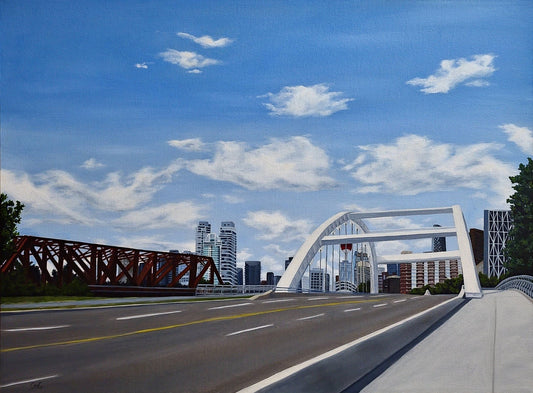 Landscape painting of Inglewood 9th Avenue Bridge Calgary