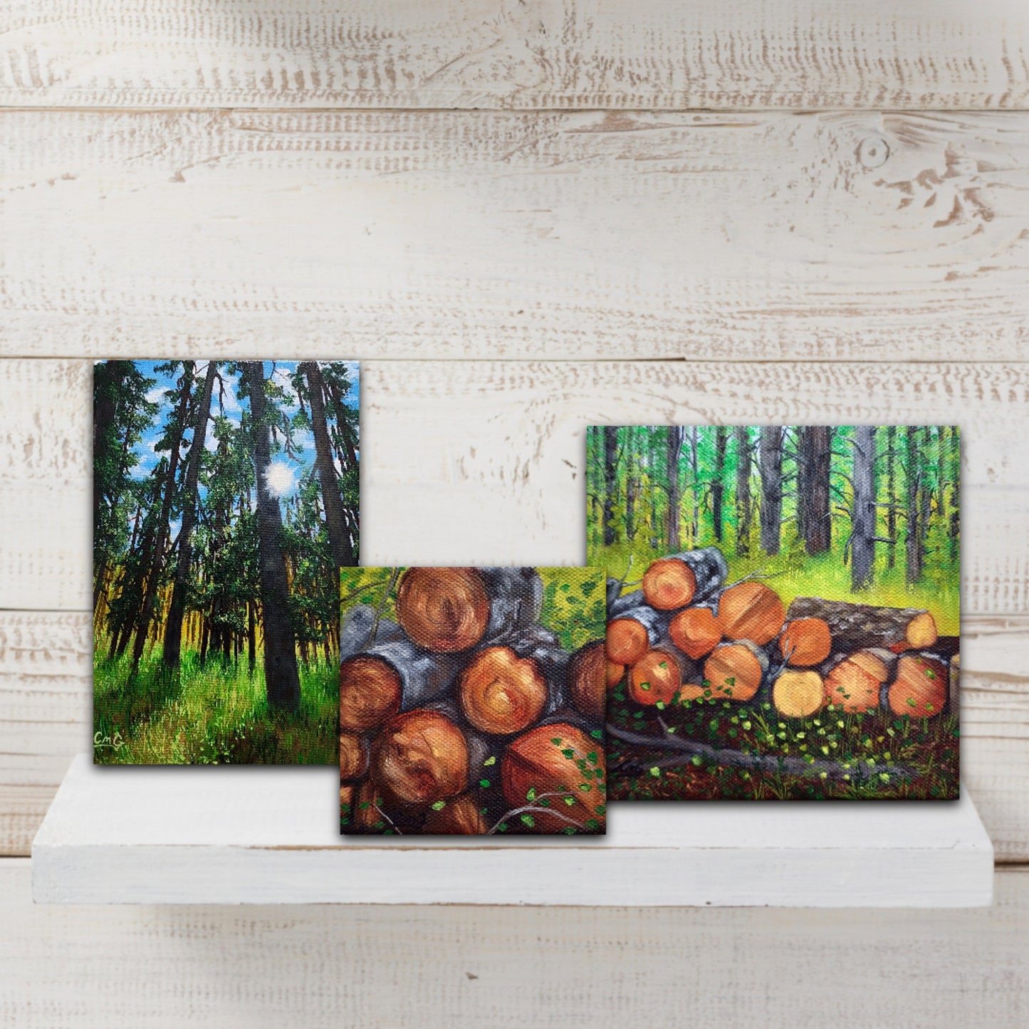 Wood | Original Artwork | Landscape Painting | 4"x4" | Oil On Canvas