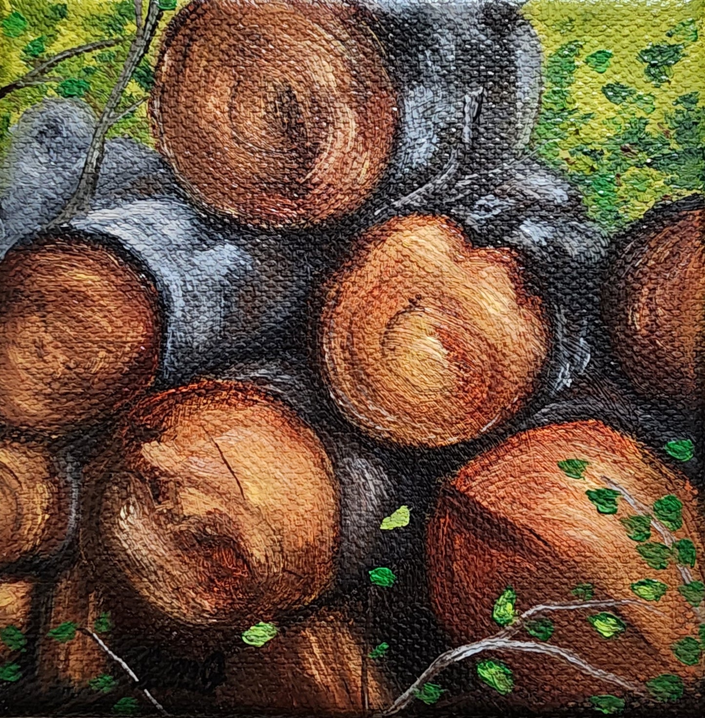 Wood | Original Artwork | Landscape Painting | 4"x4" | Oil On Canvas