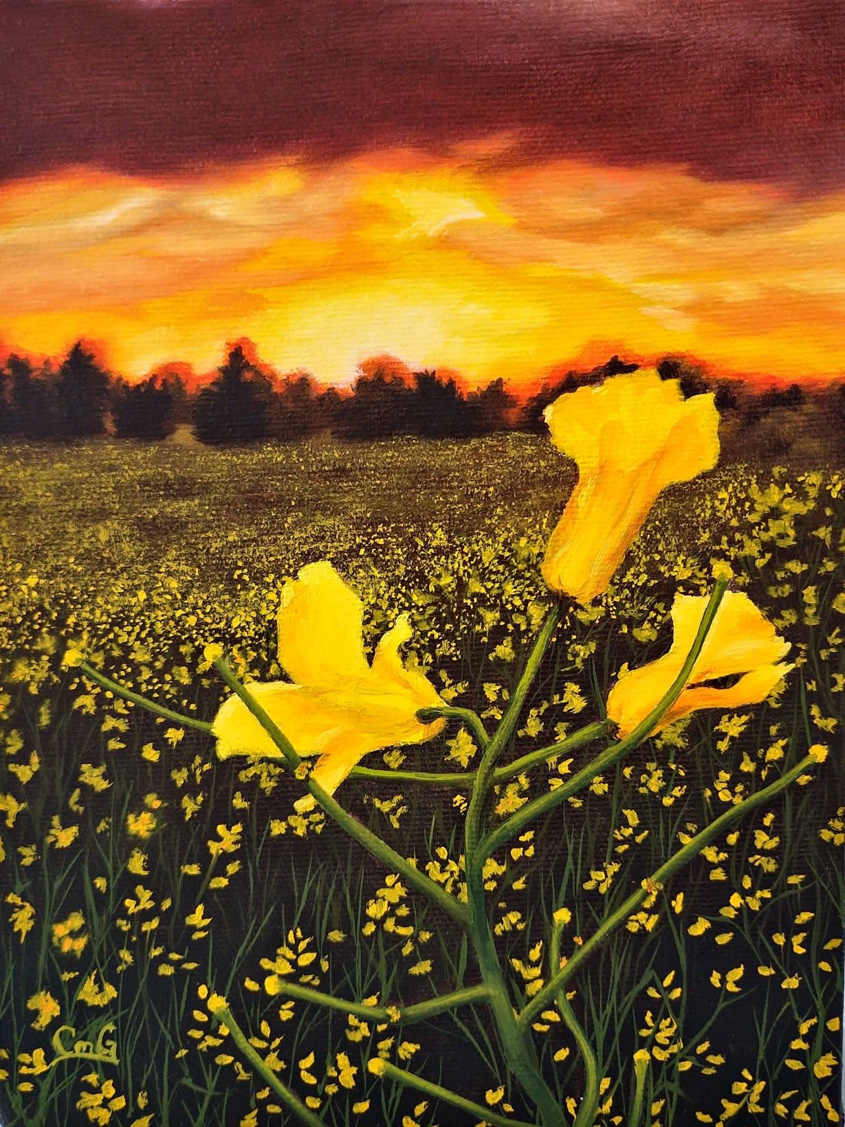 Golden Symphony | Original Artwork | Landscape Painting | 6"x8" | Oil On Canvas