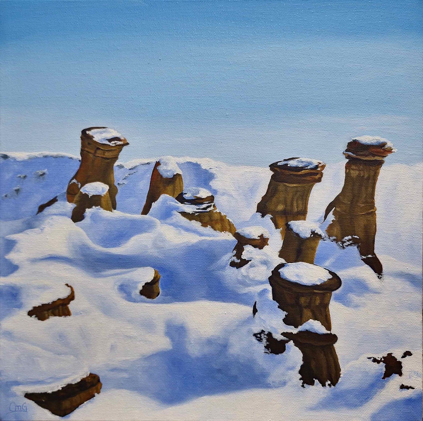 Hoodoos Blanketed In Snow by Christina Gouldsborough Canadian Landscape Artist