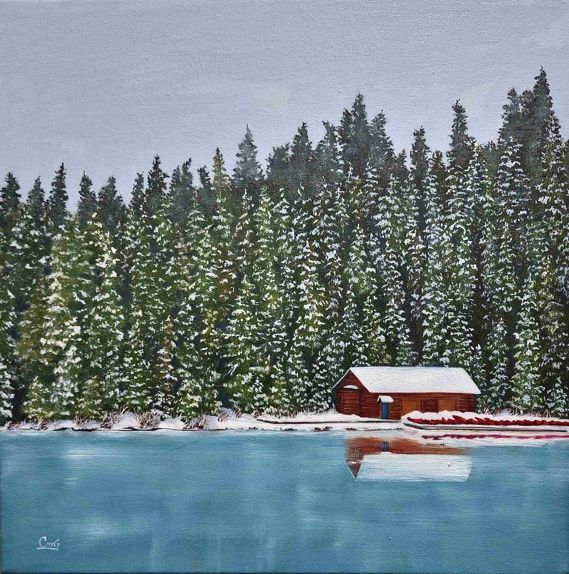 Lake Louise Boathouse by Christina Gouldsborough Canadian Landscape Artist